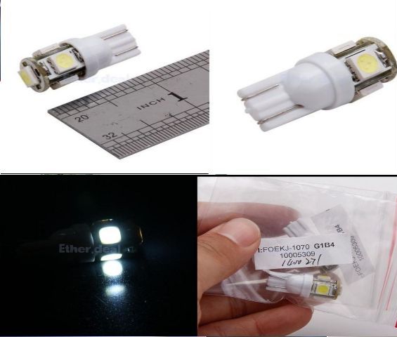 4.Kennzeichenbeleuchtung Standlicht 2x T10 W5W High Power SMD 5 LED Super White 6000K 2Stü